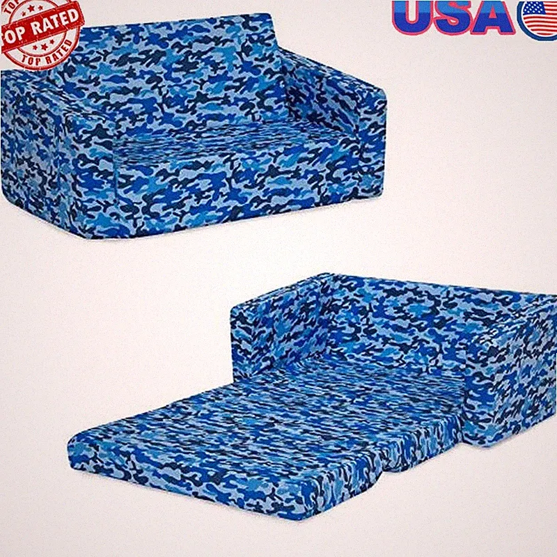 Convertible Foam Kids Sofa Lounger W/ Stain Protection & Child-Safe Zipper New