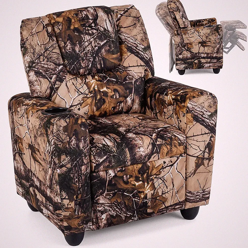 Costzon Kids Recliner Chair Adjustable Footrest Cup Holder 150 lbs