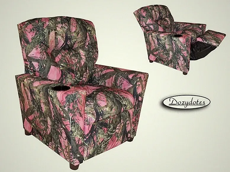 Dozydotes Children's Recliner - True Timber Pink Camouflage with Cup Holder