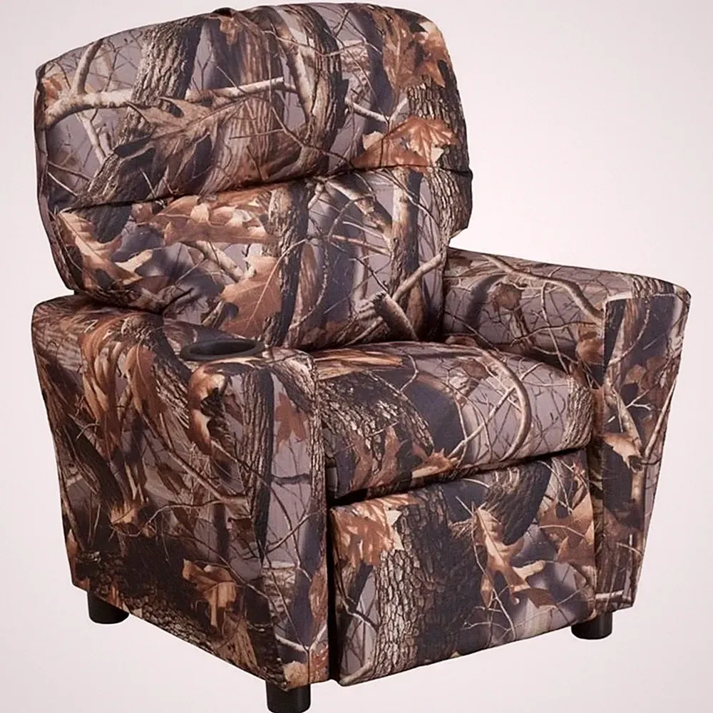 Flash Furniture Fabric Kids Recliner with Cup Holder in Camouflage Brown